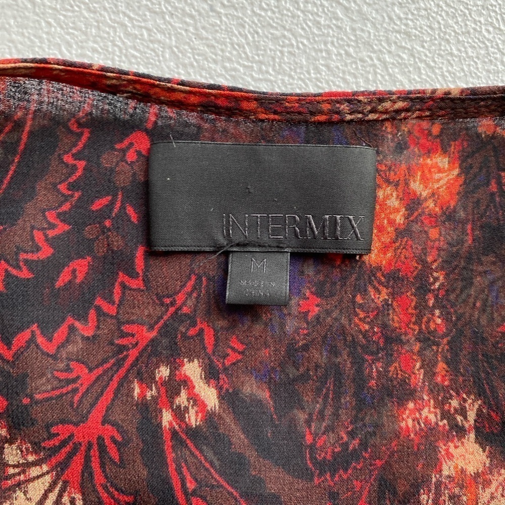 INTERMIX Red and Black Maxi Dress Paisley Transparent Medium - Picture 9 of 9